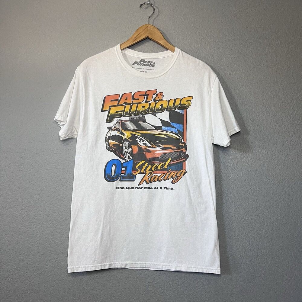 Fast and Furious Shirt Mens Medium White Graphic Tee Short Sleeve